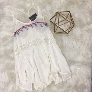 Hazel Tank with Embroidery and Cut Out Detail S